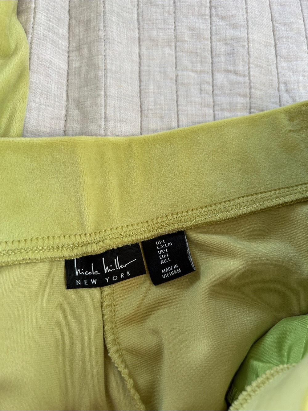 NWT Nicole miller chartreuse green Y2K velour wide leg tracksuit hoodie set L - Picture 4 of 14